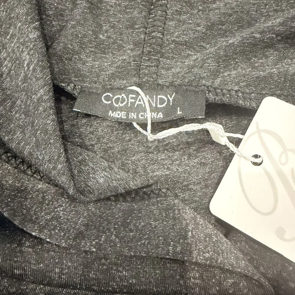 Coofandy Mens Large Dark Gray Short Sleeve Hooded Athletic Active Shirt - Picture 3 of 3